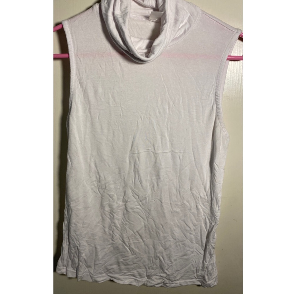 White Sleeveless Turtleneck Top